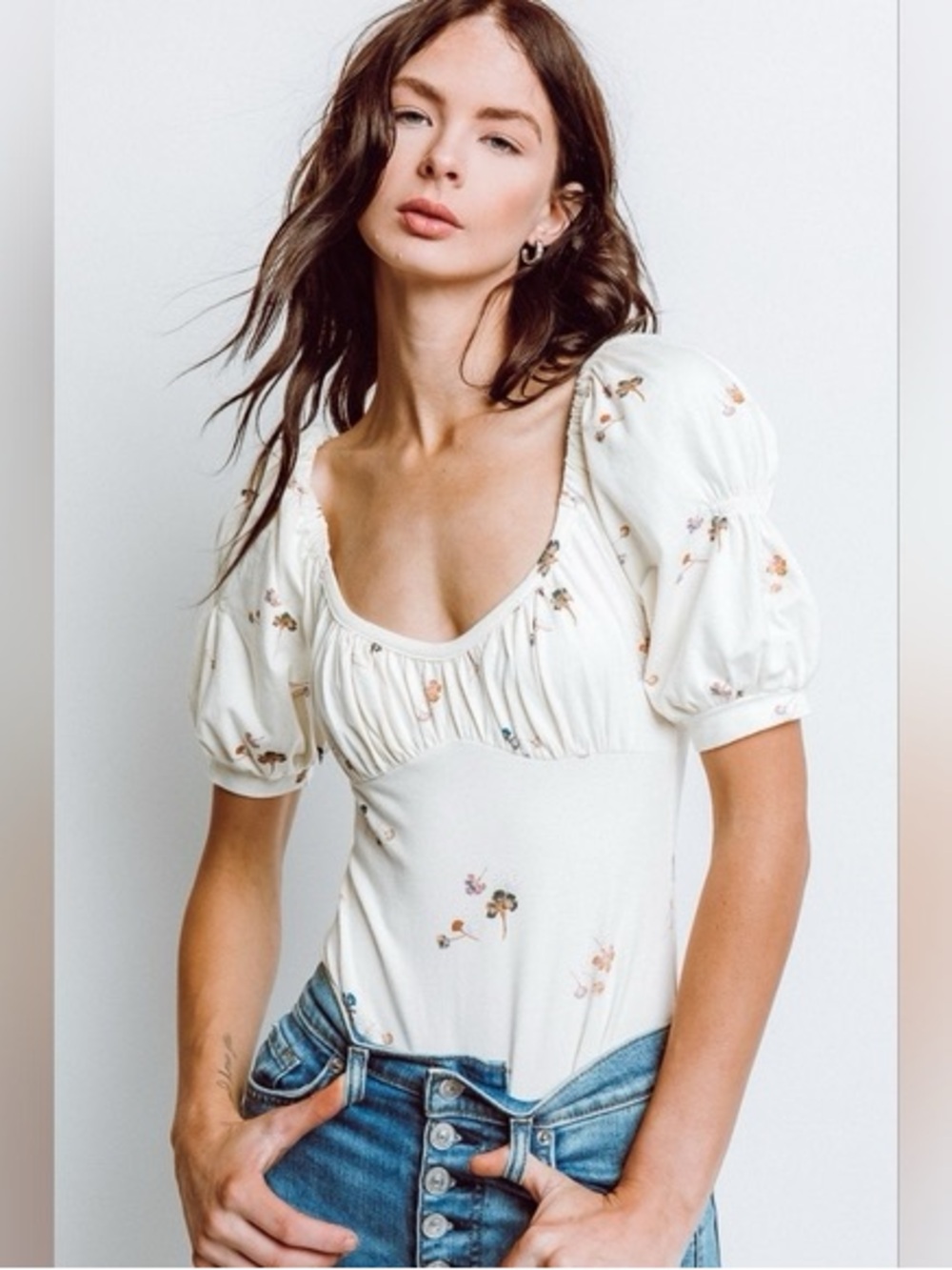 NWT Free People Play date Floral Bodysuit